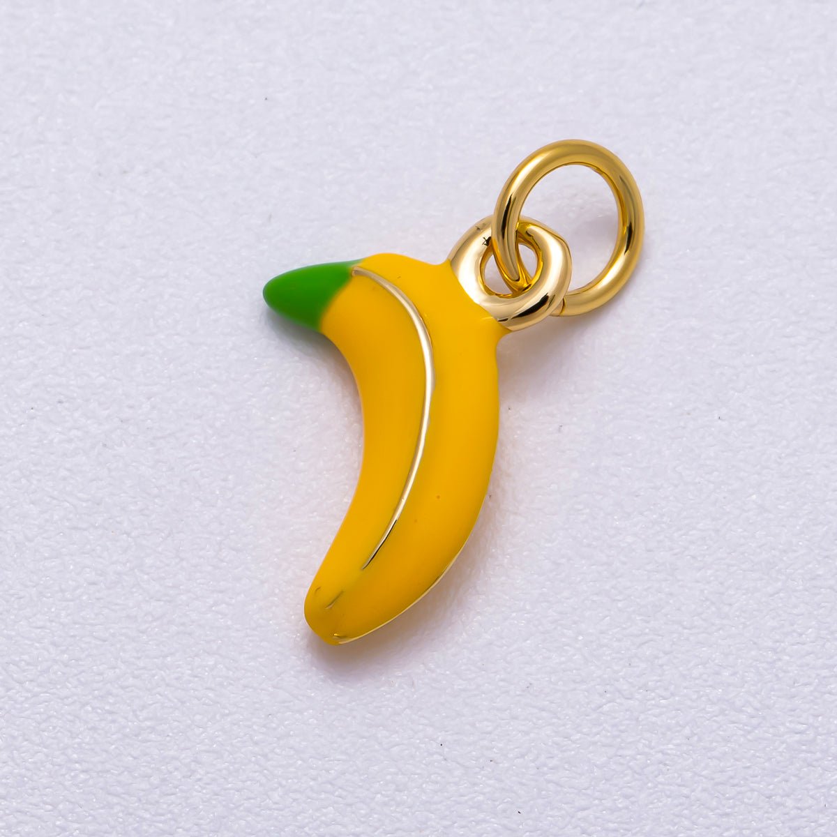 16K Gold Filled 14mm Yellow Tropical Banana Fruit Enamel Charm | Charms-00580