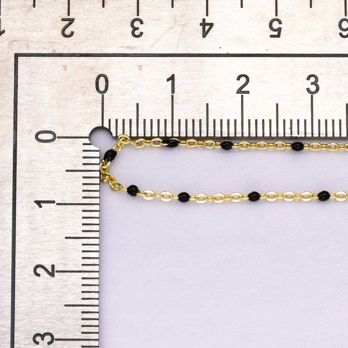 16K Gold Filled 1.5mm Black Enamel Ball Satellite Unfinished Chain by Yard | Roll-01866