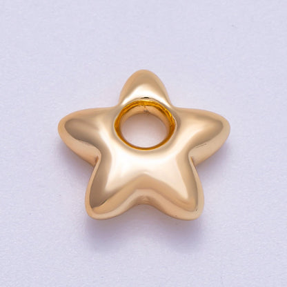 16K Gold Filled 15mm Chubby Celestial Star 3D Multidimensional Slide Charm | BEADS-00275