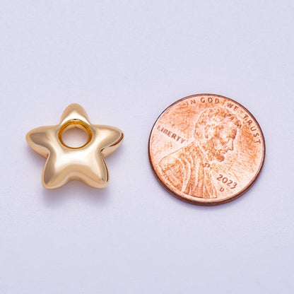16K Gold Filled 15mm Chubby Celestial Star 3D Multidimensional Slide Charm | BEADS-00275