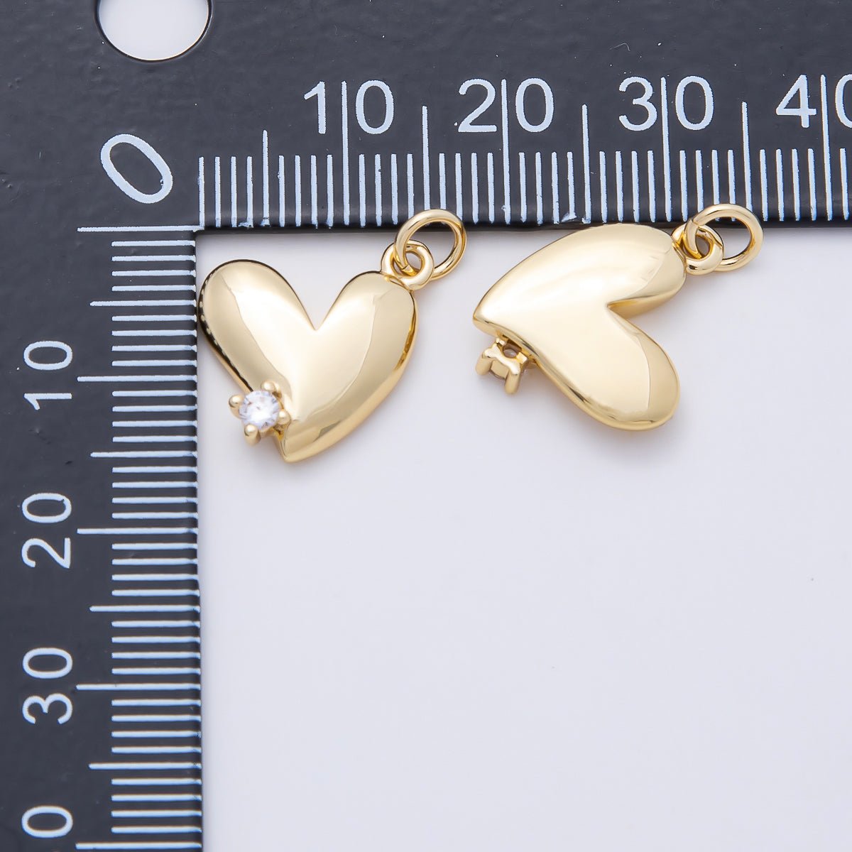 16K Gold Filled 15mm Clear CZ Heart Mini Charm | Charms-01171