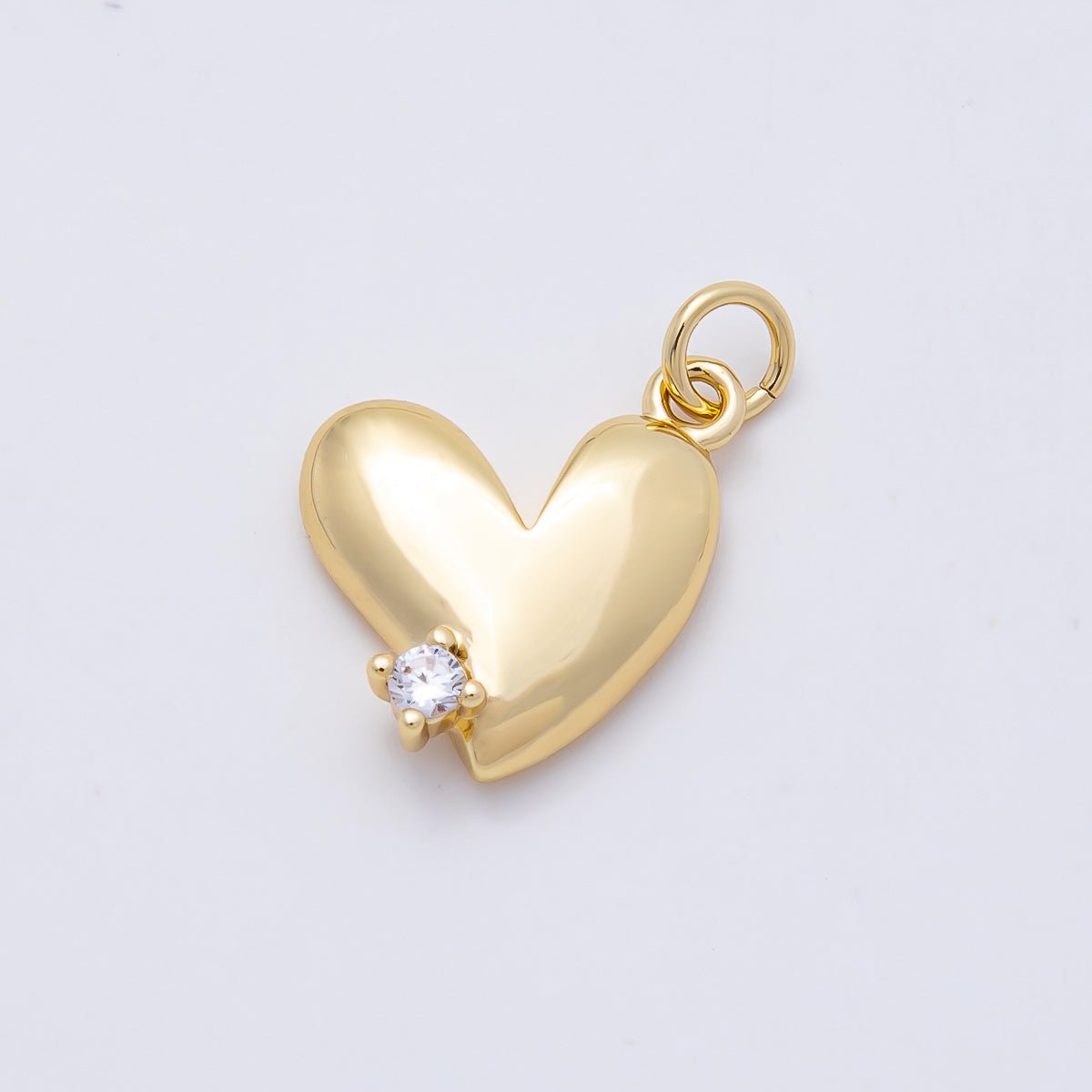 16K Gold Filled 15mm Clear CZ Heart Mini Charm | Charms-01171