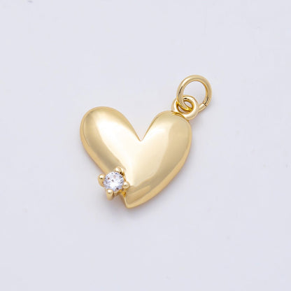 16K Gold Filled 15mm Clear CZ Heart Mini Charm | Charms-01171