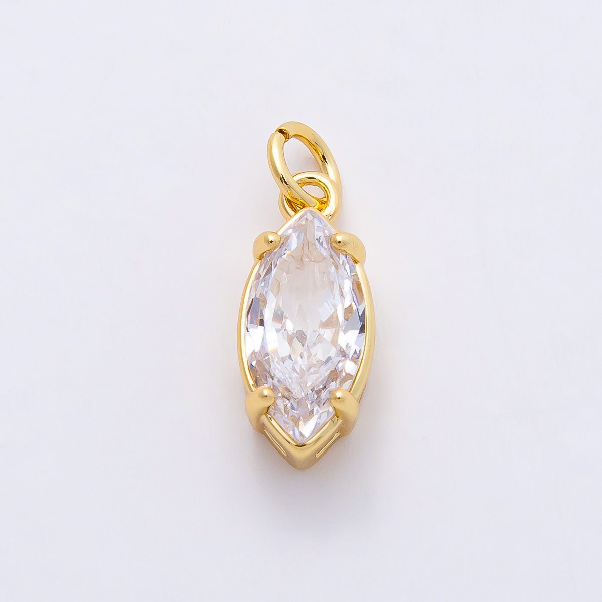 16K Gold Filled Clear CZ Teardrop, Oval, Heart, Marquise, Square Solitaire Charm | Charms-00816 ~ Charms-00820