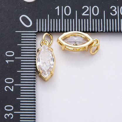 16K Gold Filled 15mm Clear CZ Marquise Solitaire Charm | Charms-00819