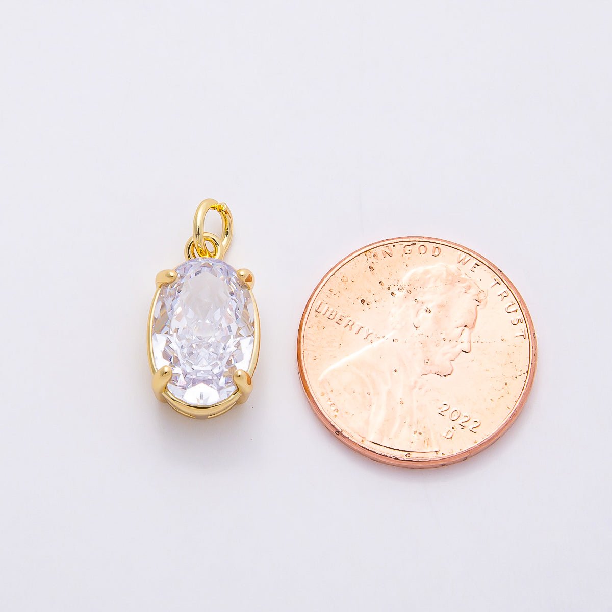 16K Gold Filled Clear CZ Teardrop, Oval, Heart, Marquise, Square Solitaire Charm | Charms-00816 ~ Charms-00820