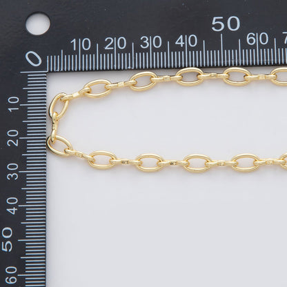 16K Gold Filled 15mm Edged Oval Paperclip Unfinished Chain by Yard | Roll-1555
