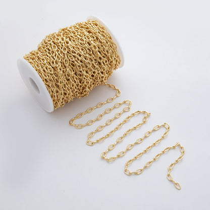 16K Gold Filled 15mm Edged Oval Paperclip Unfinished Chain by Yard | Roll-1555