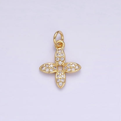 16K Gold Filled 15mm Flower Micro Paved CZ Charm | C303