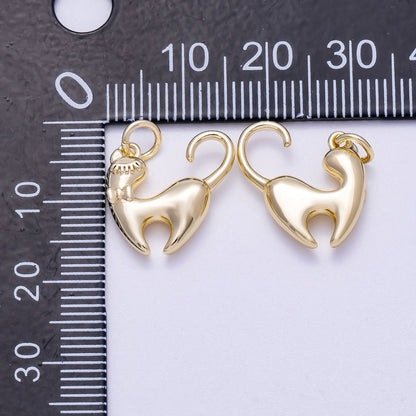 16K Gold Filled 15mm Kitty Cat Pet Animal 3D Multidimensional Charm | Charms-00629