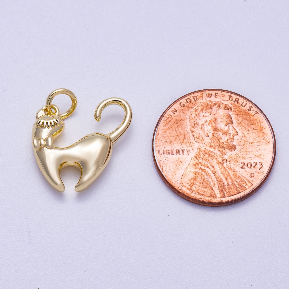 16K Gold Filled 15mm Kitty Cat Pet Animal 3D Multidimensional Charm | Charms-00629