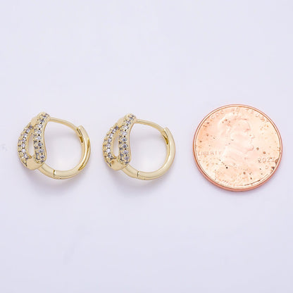 16K Gold Filled 15mm Micro Paved CZ Open Square Huggie Hoop | Earrings-00684