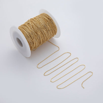 16K Gold Filled 1.5mm Mini Box Paperclip Link Unfinished Chain by Yard | Roll-1561
