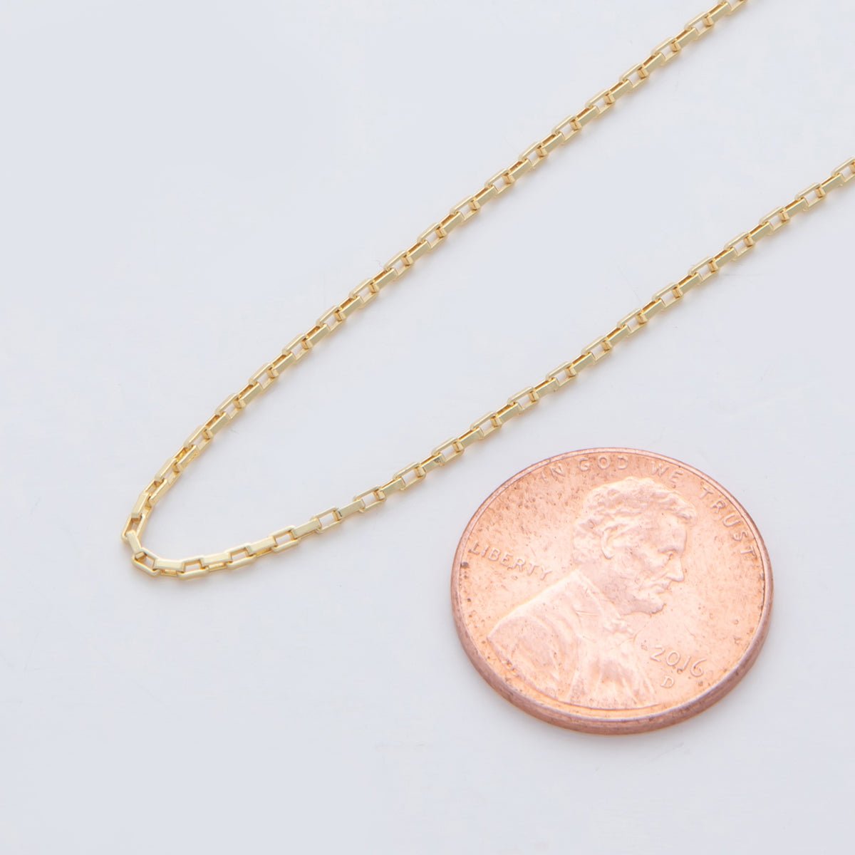16K Gold Filled 1.5mm Mini Box Paperclip Link Unfinished Chain by Yard | Roll-1561