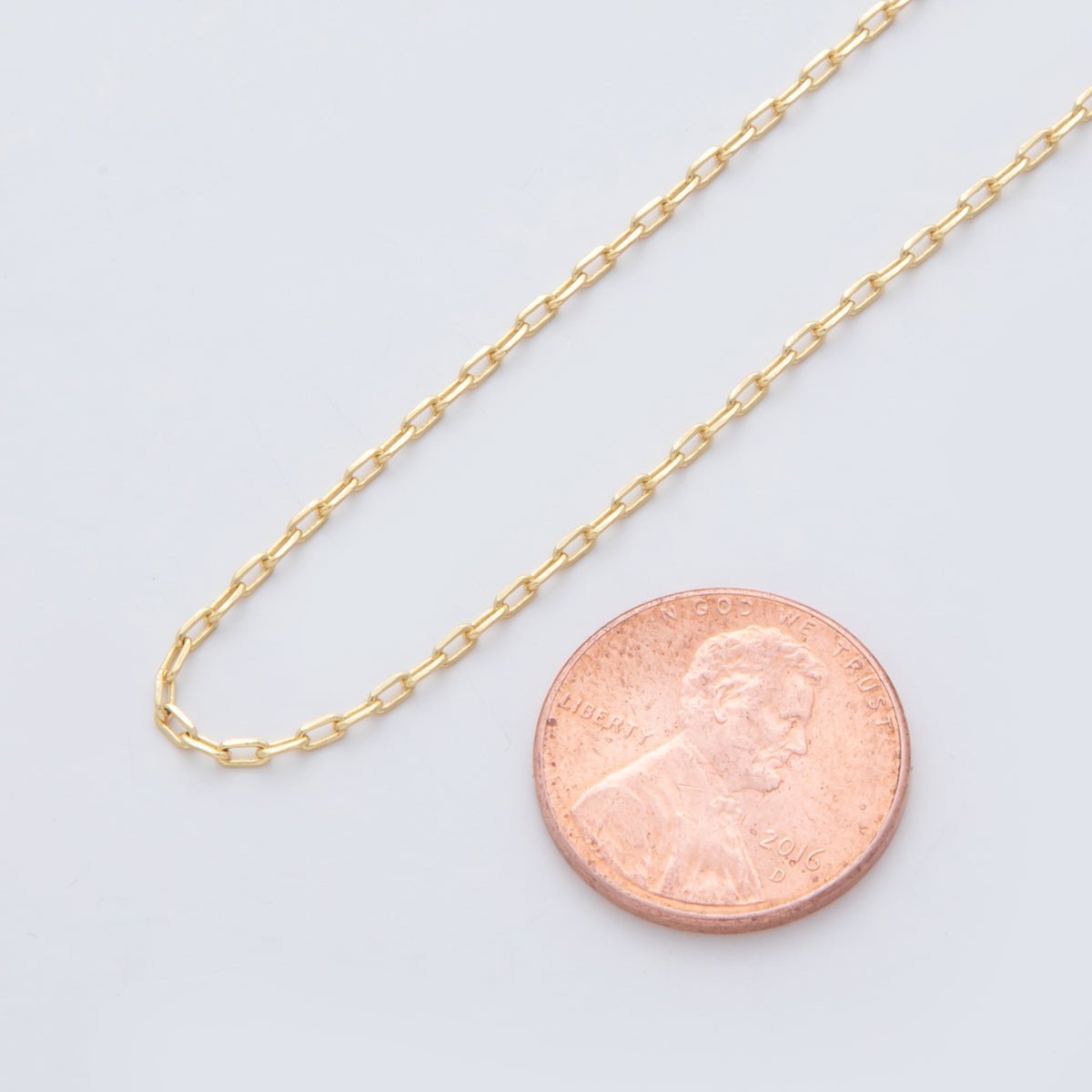 16K Gold Filled 1.5mm Minimalist Dainty Paperclip Unfinished Chain by Yard | Roll-1563