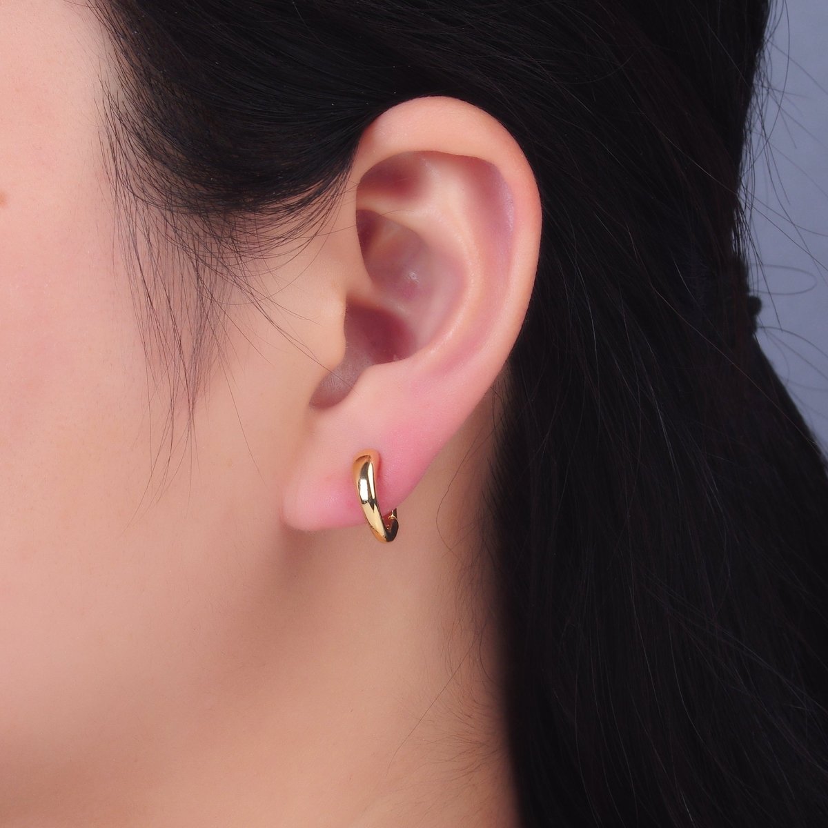 16K Gold Filled 15mm Minimalist Huggie Drop Open Loop Earring Findings | Z1036
