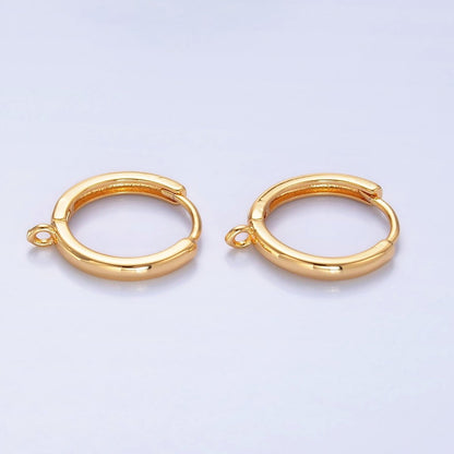 16K Gold Filled 15mm Minimalist Huggie Drop Open Loop Earring Findings | Z1036