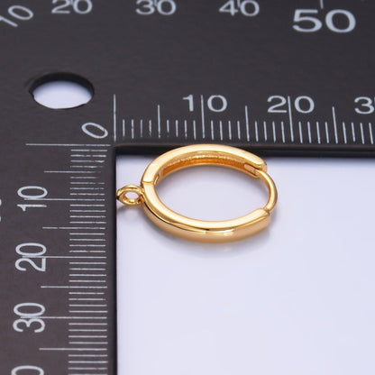 16K Gold Filled 15mm Minimalist Huggie Drop Open Loop Earring Findings | Z1036