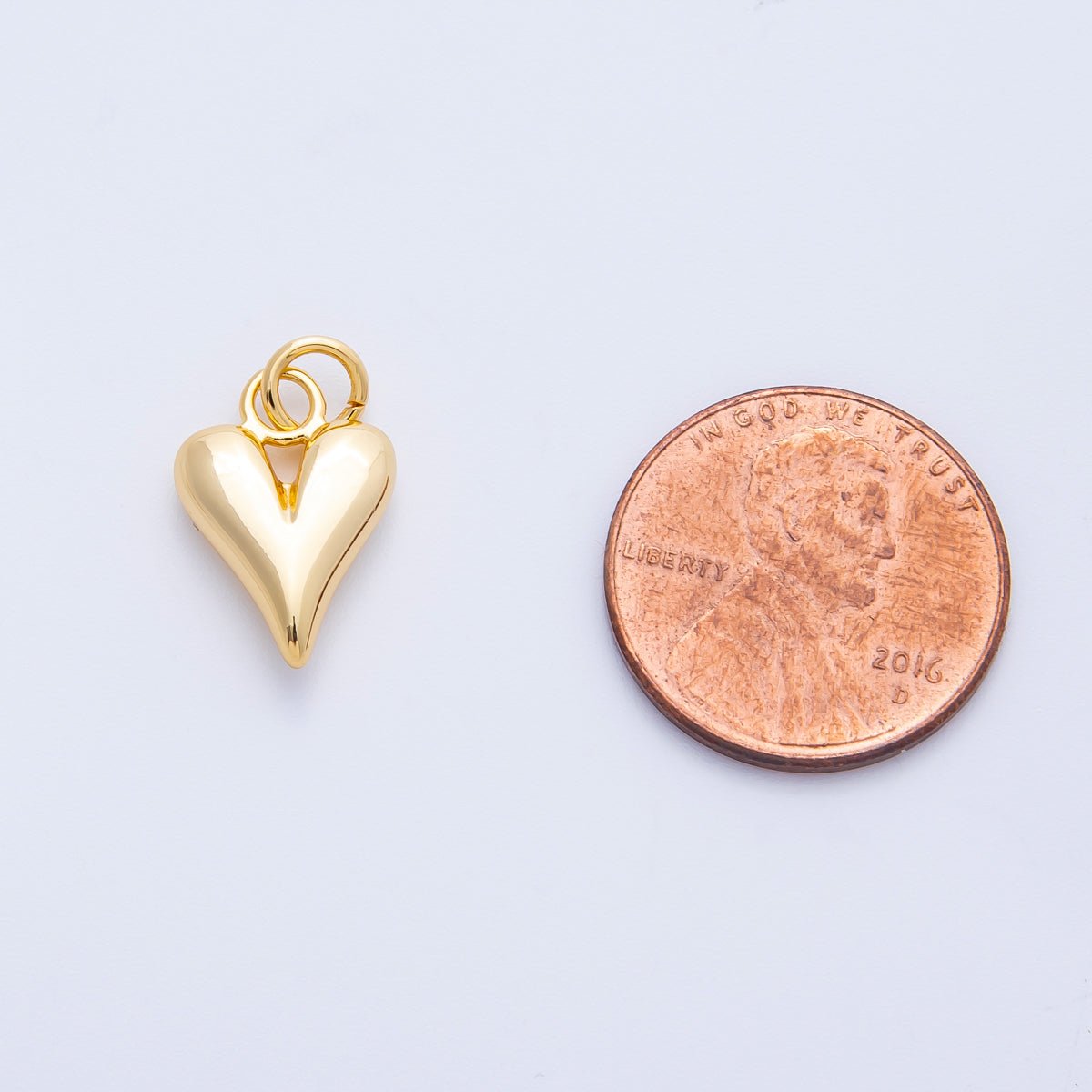 16K Gold Filled 15mm Puff Heart 3D Multidimensional Earring Charm | Charms-00263
