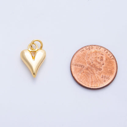 16K Gold Filled 15mm Puff Heart 3D Multidimensional Earring Charm | Charms-00263
