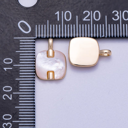 16K Gold Filled 15mm Shell Pearl Square Mini Charm | Charms-00594
