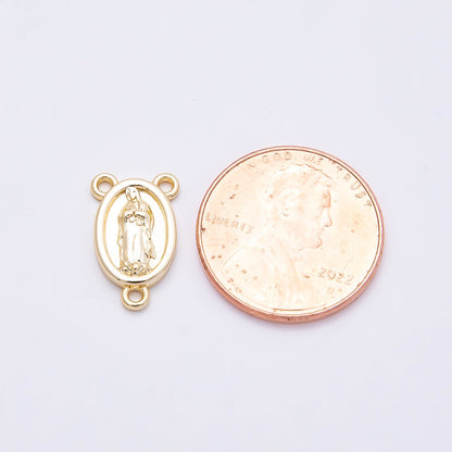 16K Gold Filled 15mm Virgin Mary Rosary Minimalist Triple Connector | connector-00030