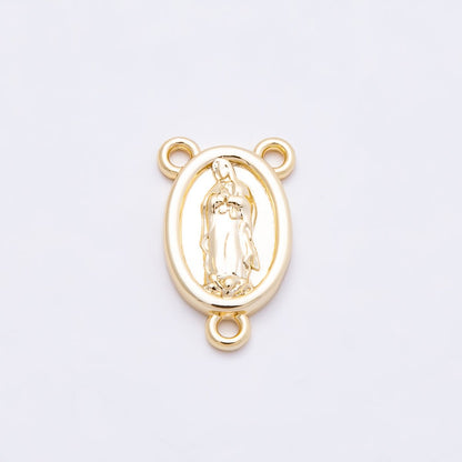 16K Gold Filled 15mm Virgin Mary Rosary Minimalist Triple Connector | connector-00030