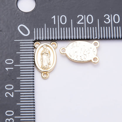 16K Gold Filled 15mm Virgin Mary Rosary Minimalist Triple Connector | connector-00030