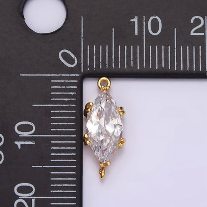 16K Gold Filled 16.5mm Clear Marquise CZ Connector | G-023