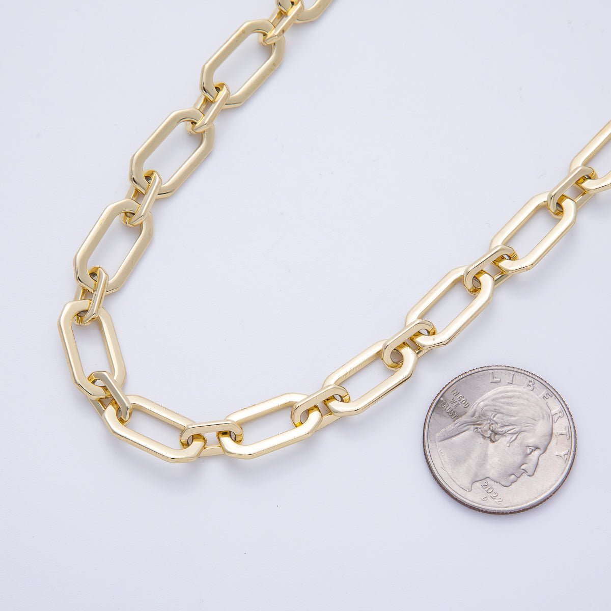 16K Gold Filled 16.7mm x 9mm Minimalist Paperclip Unfinished Chain by Yard | Roll-01848