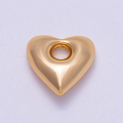 16K Gold Filled 16mm Chubby Heart 3D Multidimensional Slide Charm | BEADS-00273