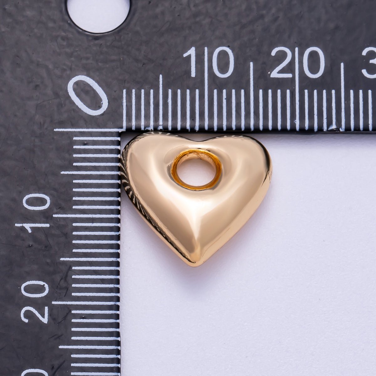 16K Gold Filled 16mm Chubby Heart 3D Multidimensional Slide Charm | BEADS-00273