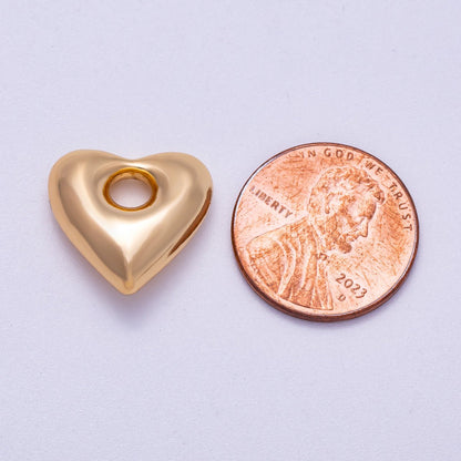 16K Gold Filled 16mm Chubby Heart 3D Multidimensional Slide Charm | BEADS-00273