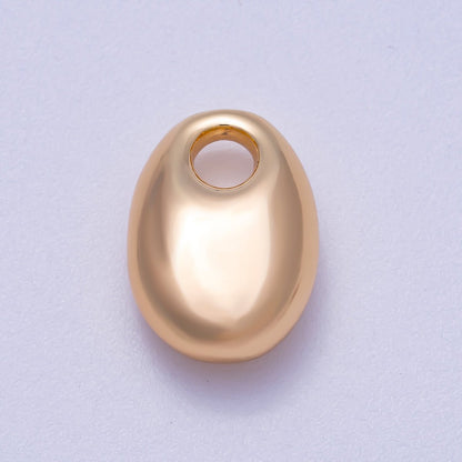 16K Gold Filled 16mm Chubby Oblong Oval 3D Multidimensional Slide Charm | BEADS-00274