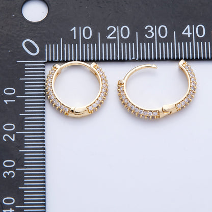 16K Gold Filled 16mm Clear CZ Micro Paved Huggie | Earrings-00217