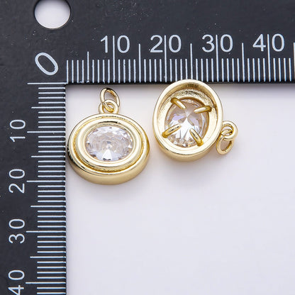 16K Gold Filled 16mm Clear CZ Round Bezel Solitaire Charm | Charms-00759