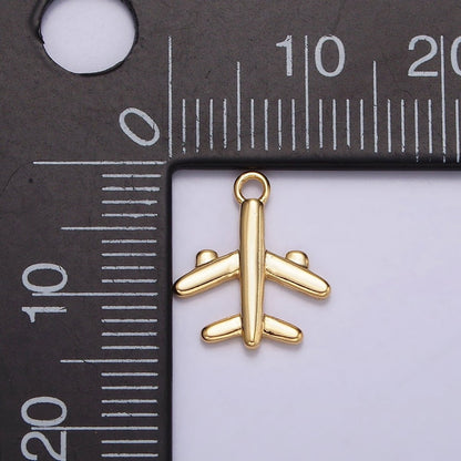 16K Gold Filled 16mm Flying Airplane Traveling Add-On Charm | N973