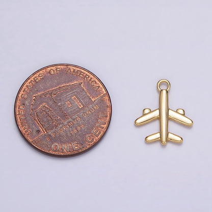 16K Gold Filled 16mm Flying Airplane Traveling Add-On Charm | N973