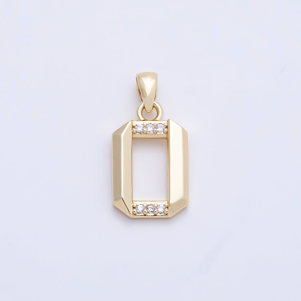 16K Gold Filled 16mm Micro Paved CZ Edged Geometric Number Numerology Charm | Charms-01217 ~ Charms-01226