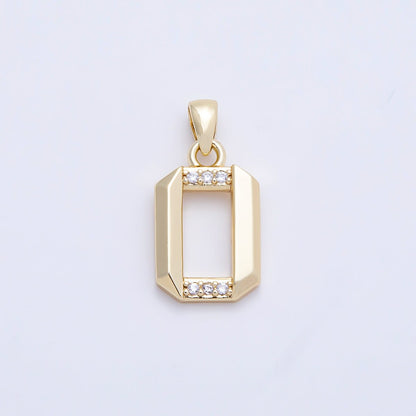16K Gold Filled 16mm Micro Paved CZ Edged Geometric Number Numerology Charm | Charms-01217 ~ Charms-01226
