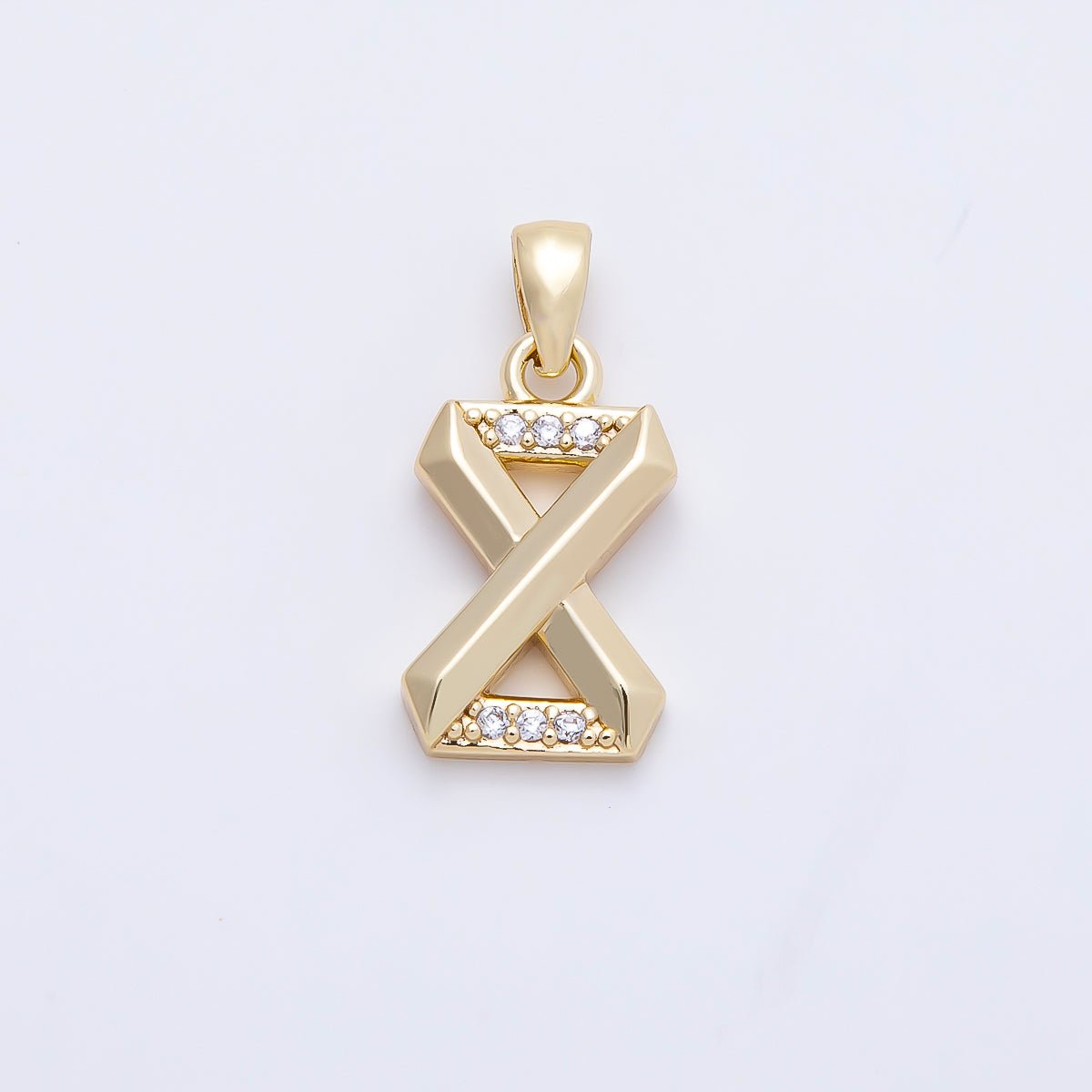 16K Gold Filled 16mm Micro Paved CZ Edged Geometric Number Numerology Charm | Charms-01217 ~ Charms-01226