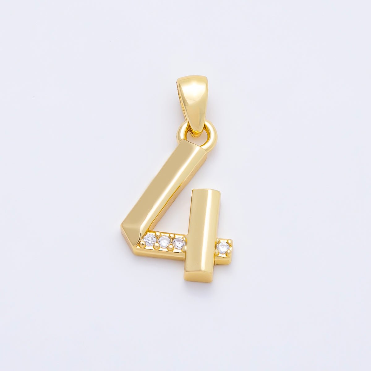 16K Gold Filled 16mm Micro Paved CZ Edged Geometric Number Numerology Charm | Charms-01217 ~ Charms-01226