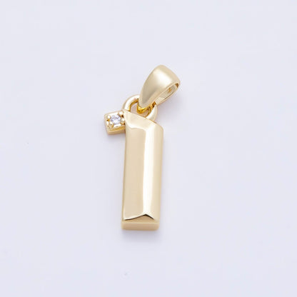 16K Gold Filled 16mm Micro Paved CZ Edged Geometric Number Numerology Charm | Charms-01217 ~ Charms-01226