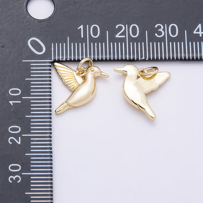 16K Gold Filled 16mm Minimalist Bird Animal 3D Multidimensional Charm | Charms-00865