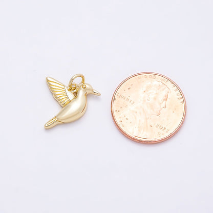 16K Gold Filled 16mm Minimalist Bird Animal 3D Multidimensional Charm | Charms-00865