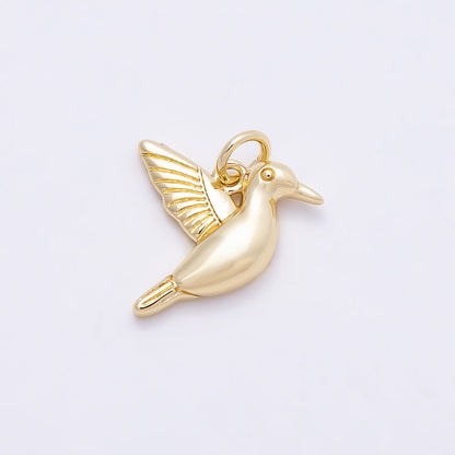 16K Gold Filled 16mm Minimalist Bird Animal 3D Multidimensional Charm | Charms-00865