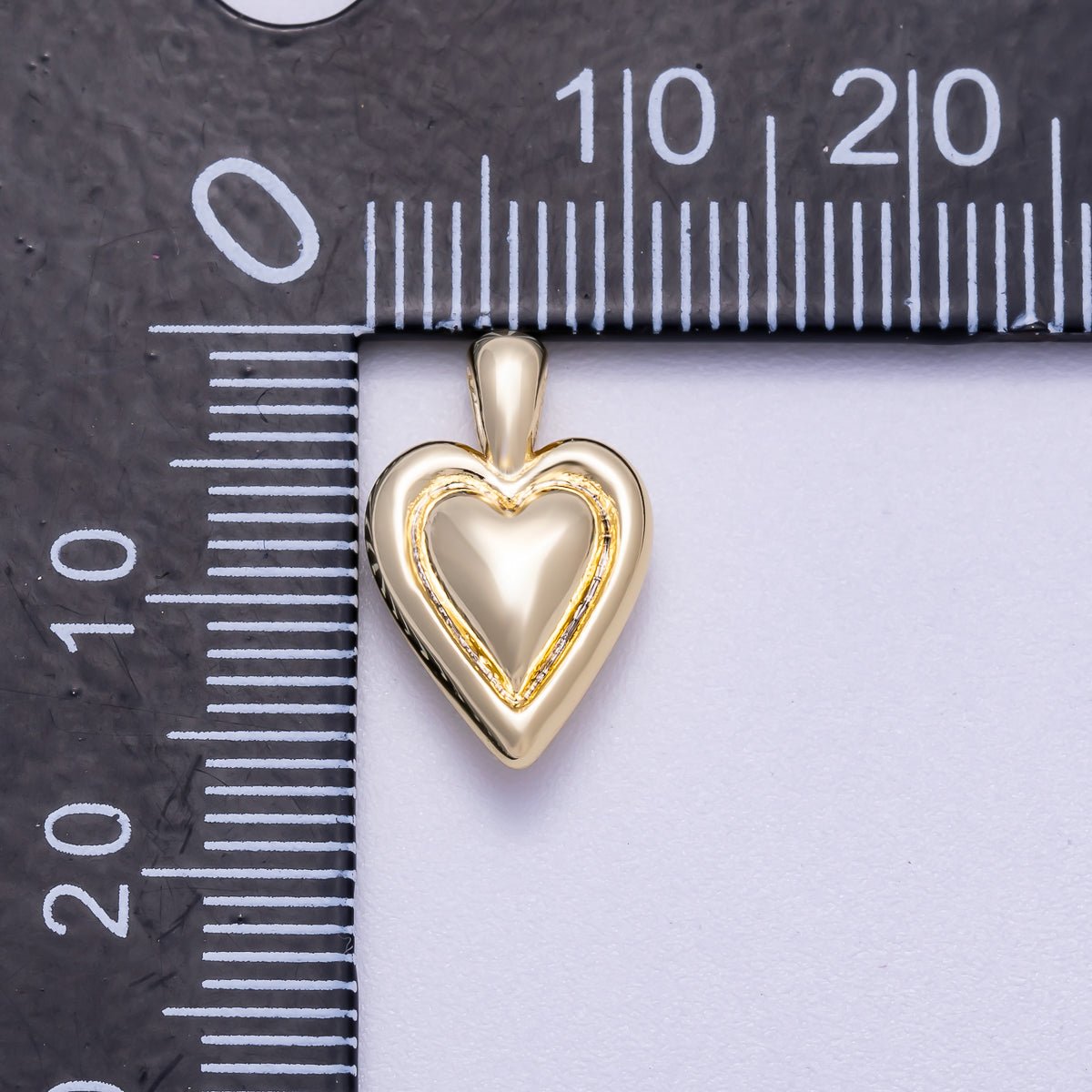 16K Gold Filled 16mm Minimalist Chubby Love Heart Pendant | Charms-00632