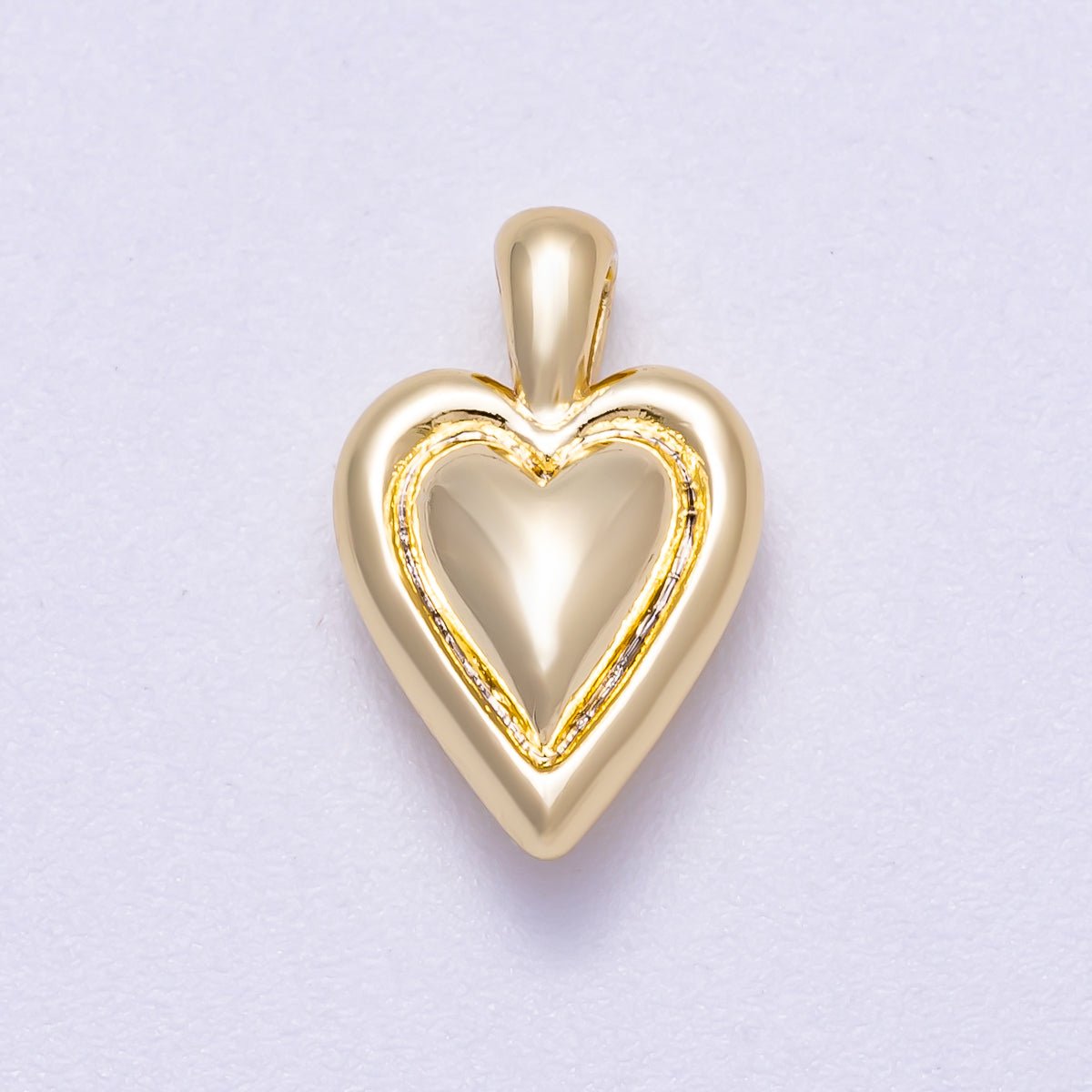 16K Gold Filled 16mm Minimalist Chubby Love Heart Pendant | Charms-00632