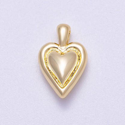 16K Gold Filled 16mm Minimalist Chubby Love Heart Pendant | Charms-00632