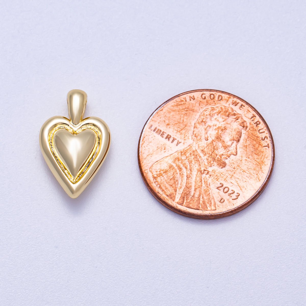 16K Gold Filled 16mm Minimalist Chubby Love Heart Pendant | Charms-00632